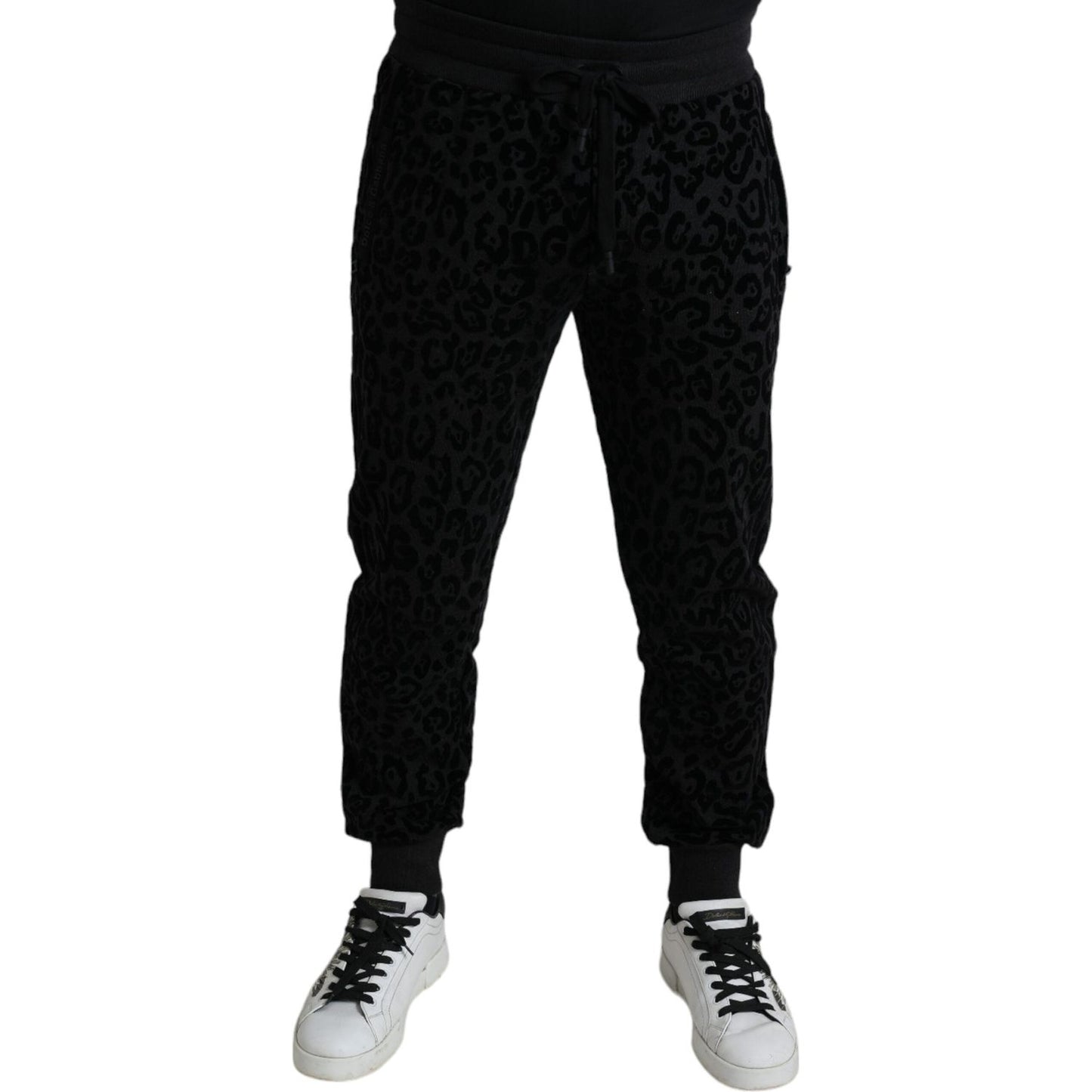 Dolce & Gabbana Black Leopard Cotton Slim Fit Jogger Pants Dolce & Gabbana