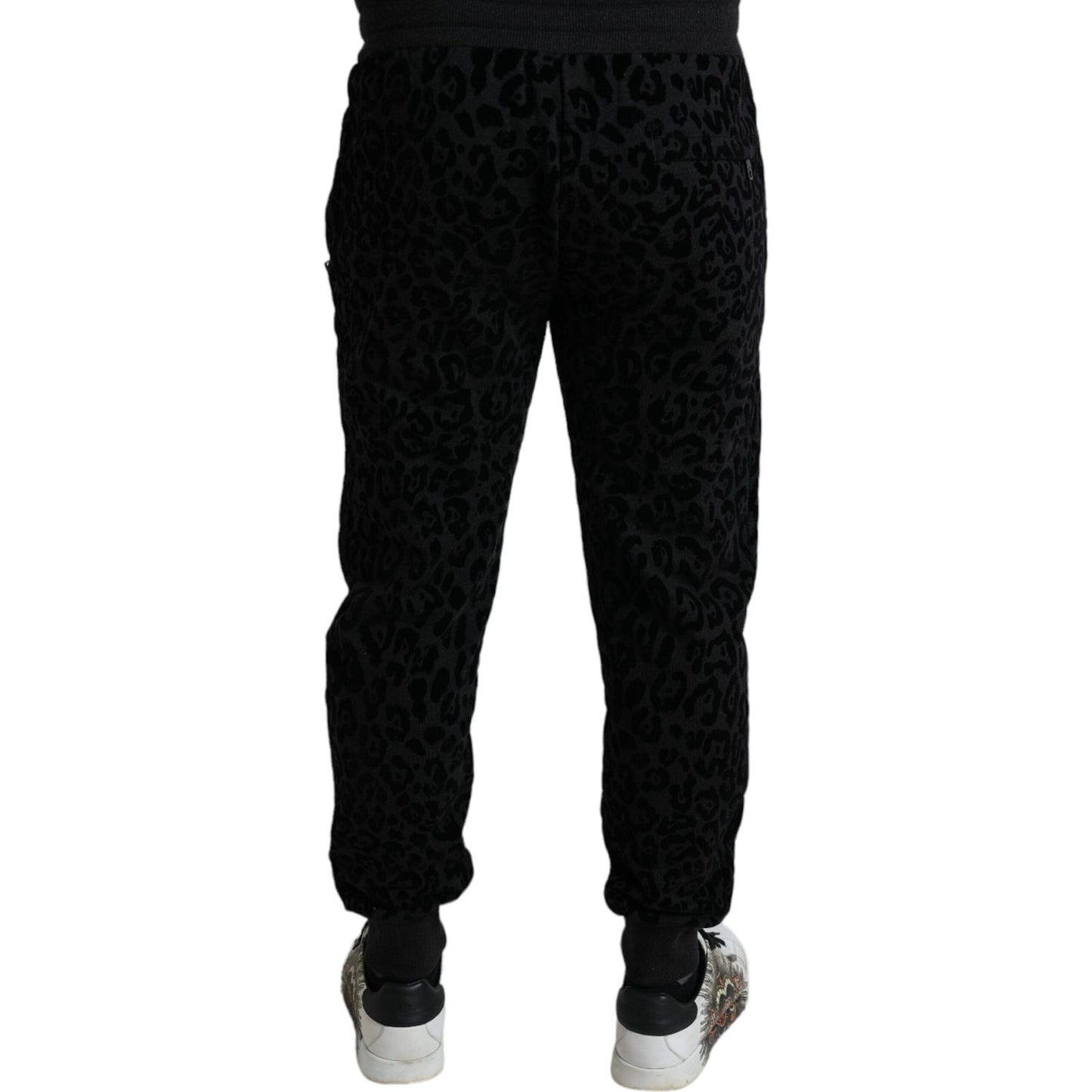 Dolce & Gabbana Black Leopard Cotton Slim Fit Jogger Pants Dolce & Gabbana