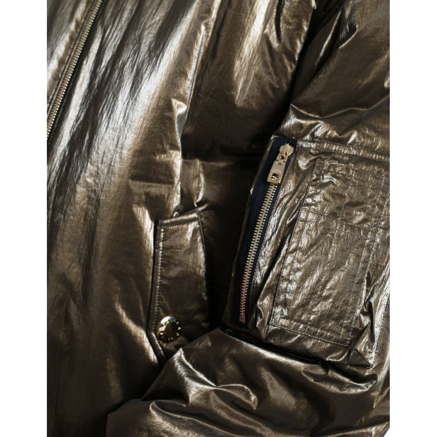 Dolce & Gabbana Bronze Nylon Full Zip Men Bomber Jacket Dolce & Gabbana