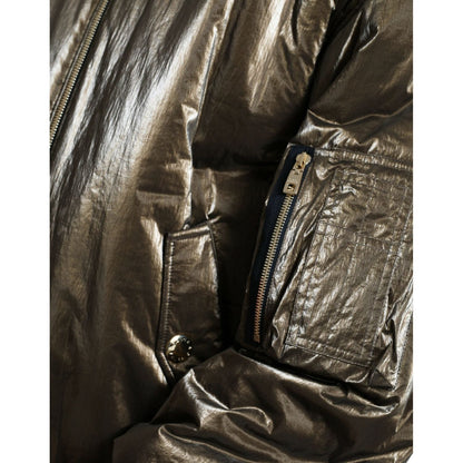 Dolce & Gabbana Bronze Nylon Full Zip Men Bomber Jacket Dolce & Gabbana