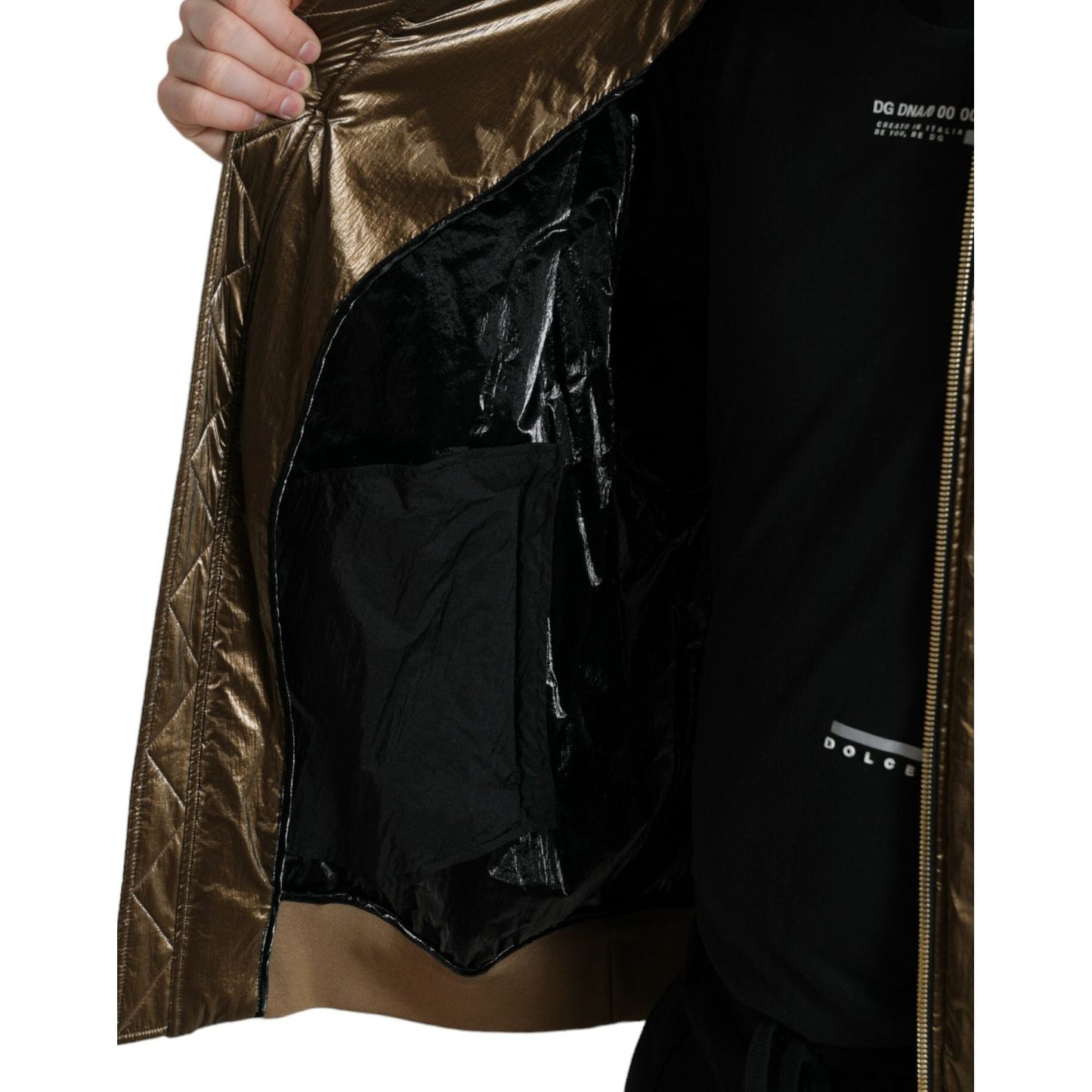 Dolce & Gabbana Bronze Nylon Full Zip Men Bomber Jacket Dolce & Gabbana