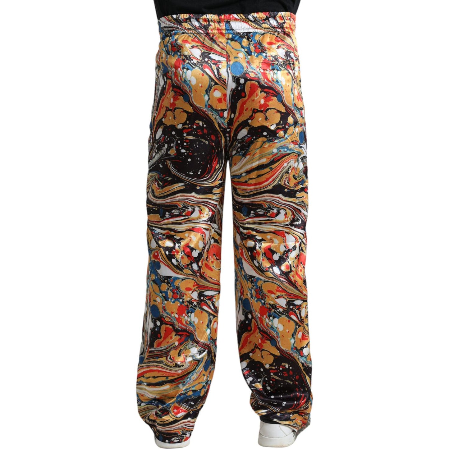 Dolce & Gabbana Multicolor Marble Print Satin Pants Dolce & Gabbana