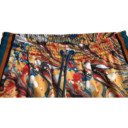 Dolce & Gabbana Multicolor Marble Print Satin Pants Dolce & Gabbana