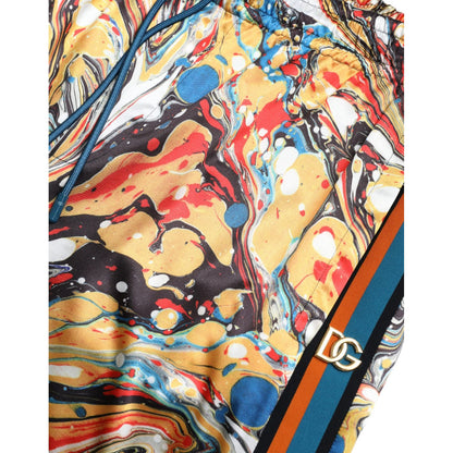 Dolce & Gabbana Multicolor Marble Print Satin Pants Dolce & Gabbana