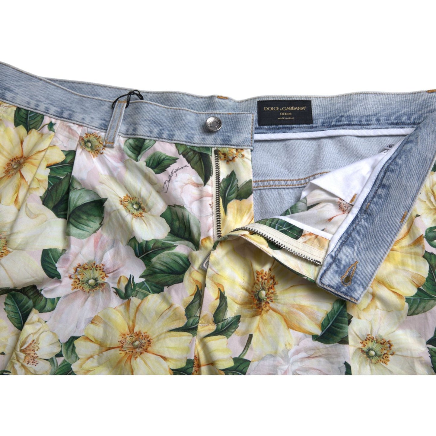 Dolce & Gabbana Multicolor Floral Print Denim Bermuda Shorts Dolce & Gabbana