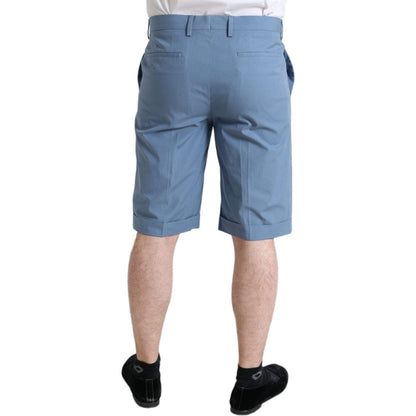 Dolce & Gabbana Sky Blue Cotton Folded Hem Men Bermuda Shorts Dolce & Gabbana