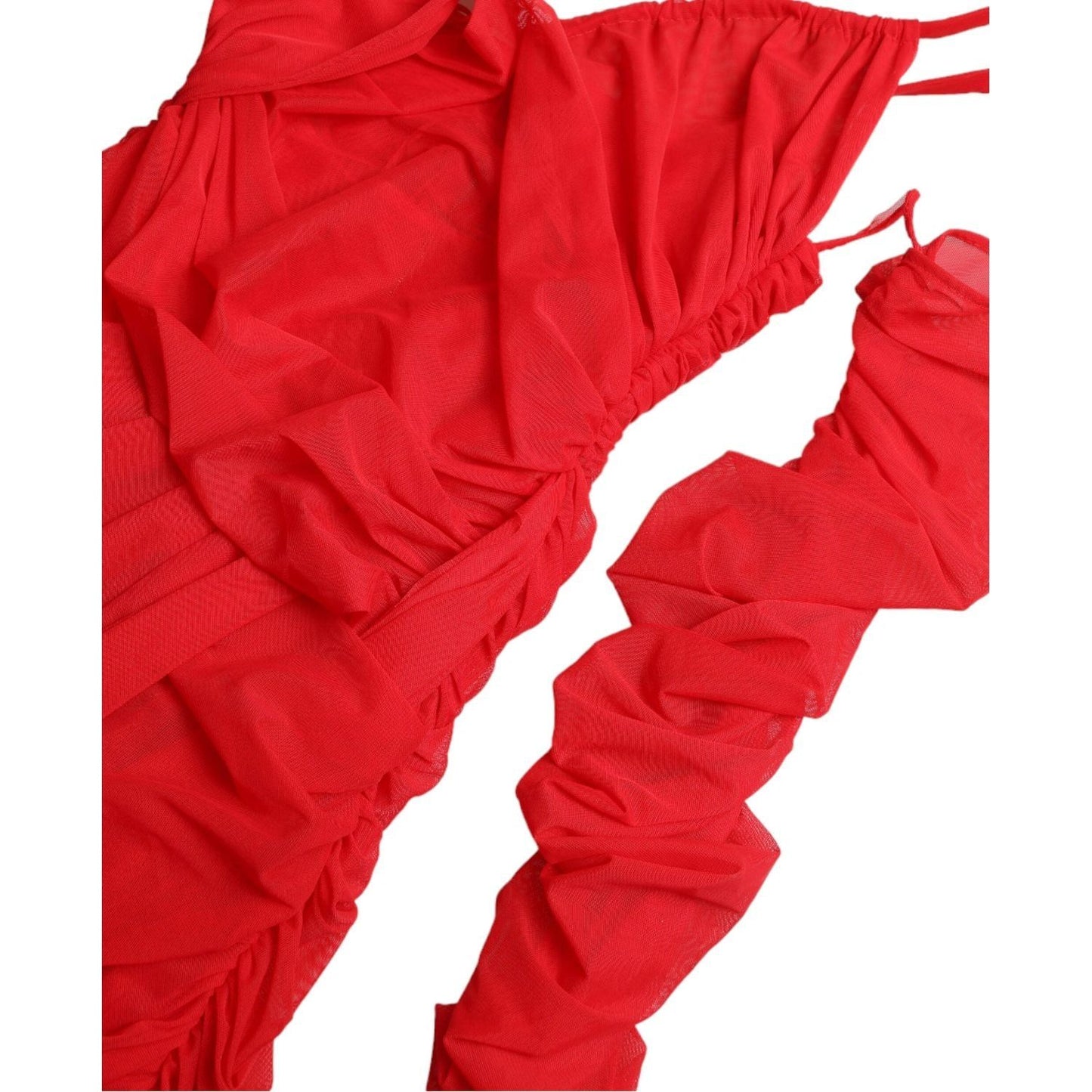 Dolce & Gabbana Red Nylon Stretch Cut Out Midi Dress DR28987-42