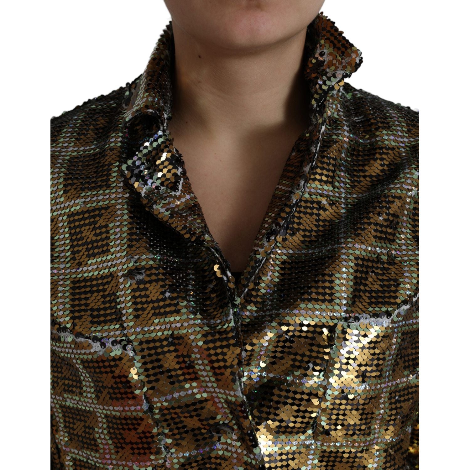 Dolce & Gabbana Multicolor Polyester Sequined Cropped Jacket