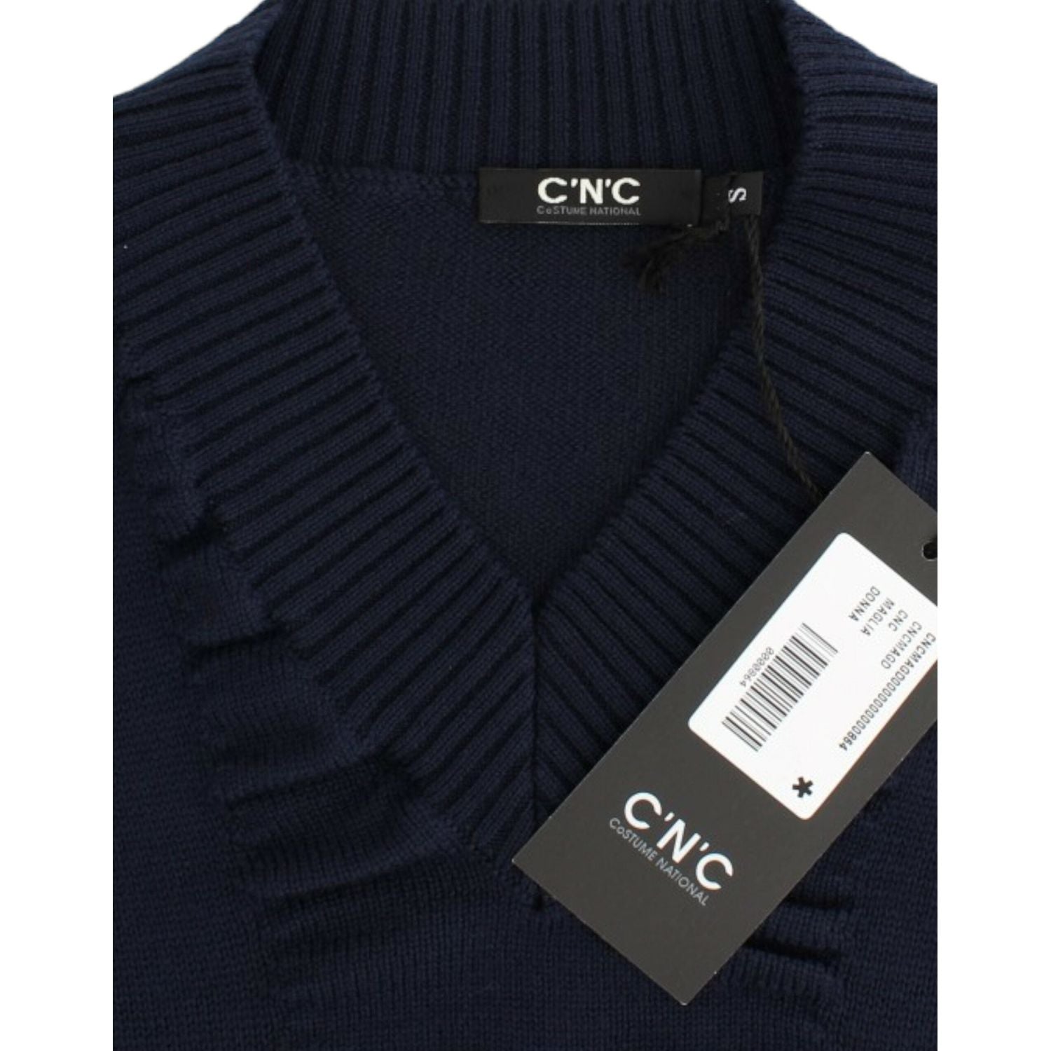 Costume National Dark blue V-neck wool sweater