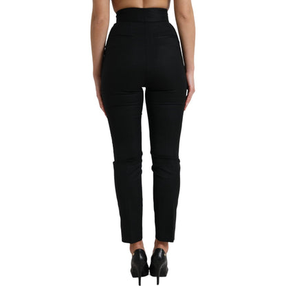 Dolce & Gabbana Black Wool High Waist Tapered Pants