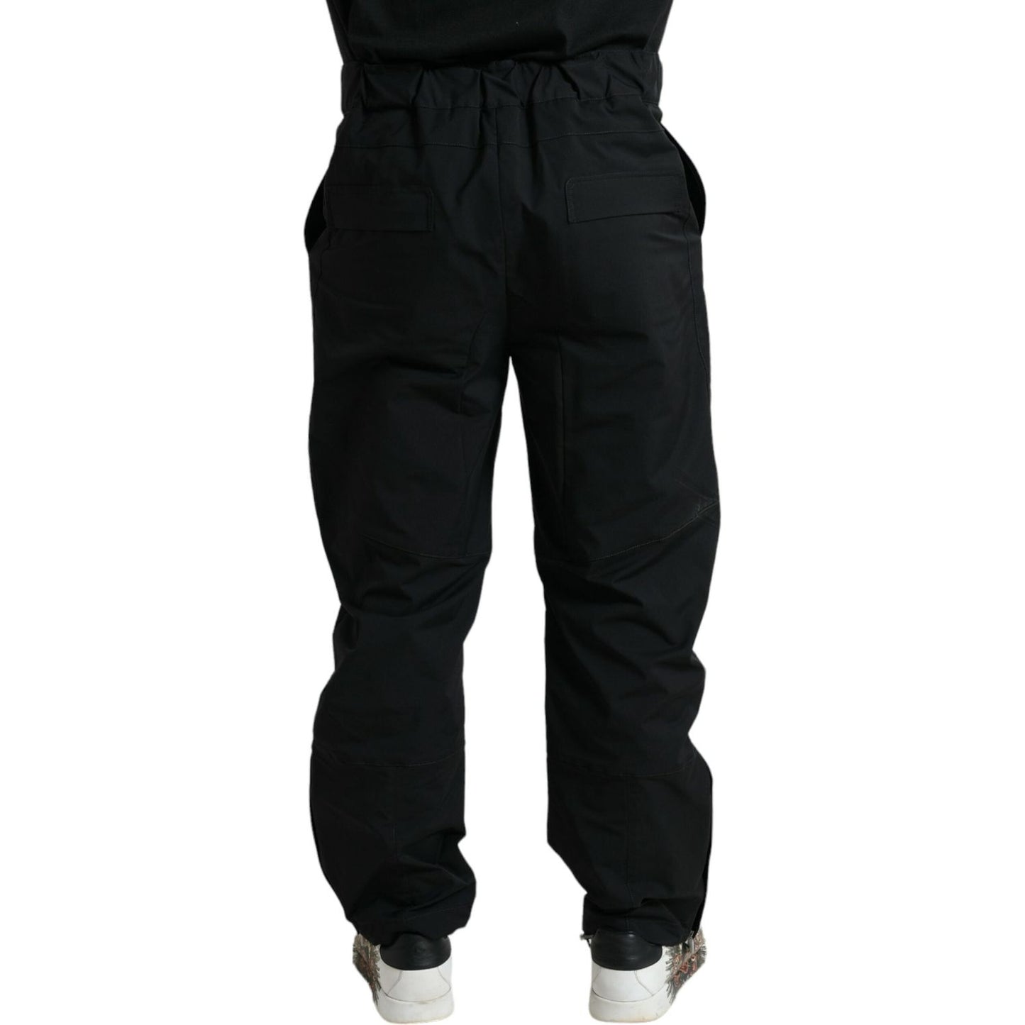 Dolce & Gabbana Black Polyester Logo Straight Pants Dolce & Gabbana