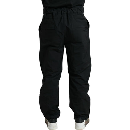 Dolce & Gabbana Black Polyester Logo Straight Pants Dolce & Gabbana