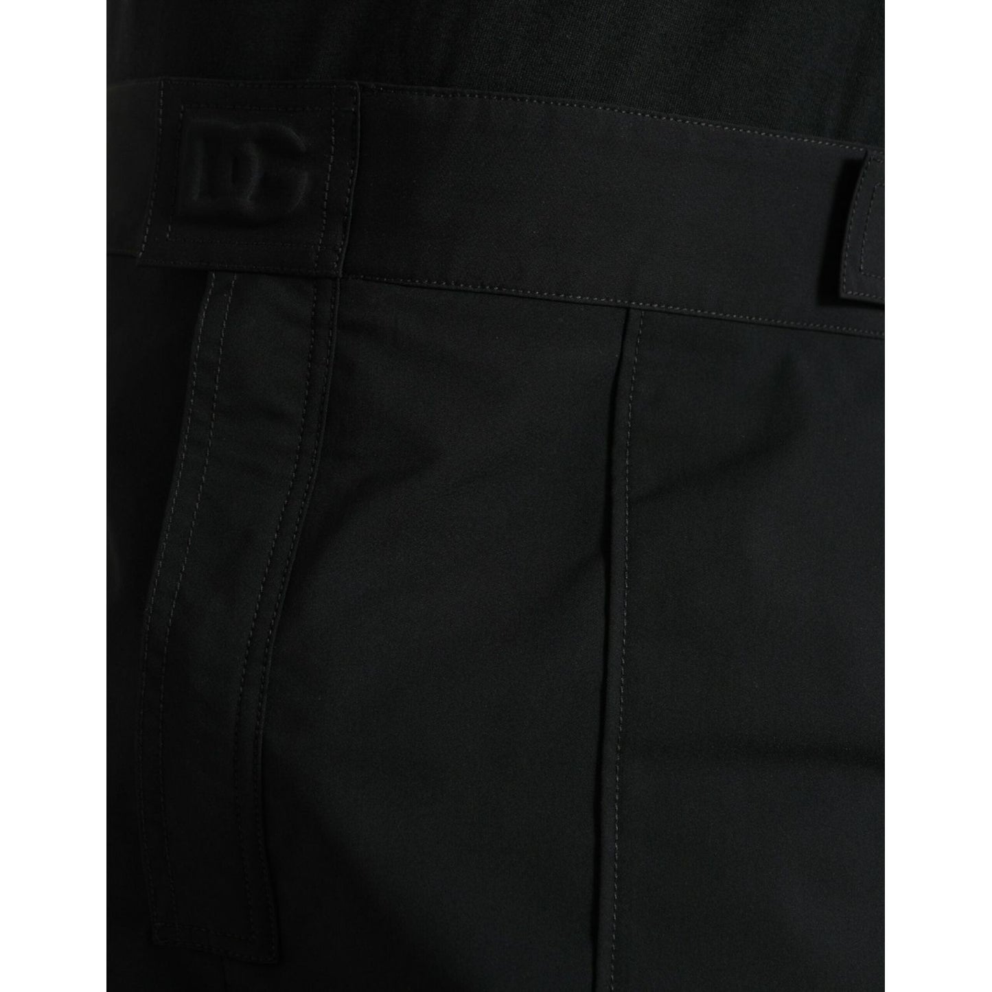 Dolce & Gabbana Black Polyester Logo Straight Pants Dolce & Gabbana
