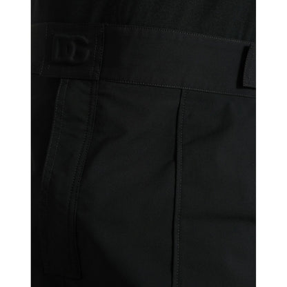 Dolce & Gabbana Black Polyester Logo Straight Pants Dolce & Gabbana
