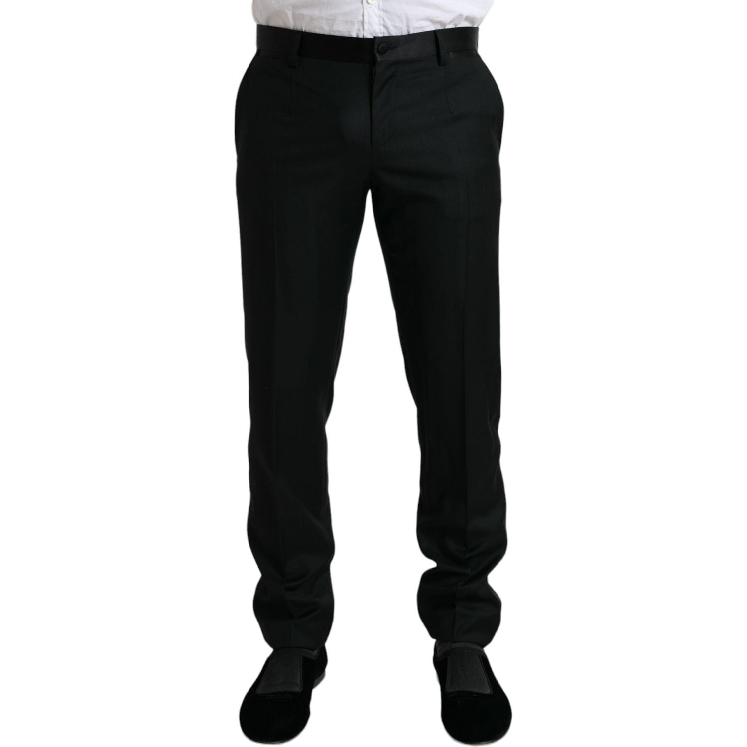 Dolce & Gabbana Black Wool Slim Fit Formal Trouser Dress Pants