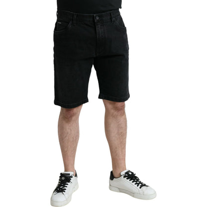 Dolce & Gabbana Black Cotton Stretch Bermuda Denim Shorts Dolce & Gabbana