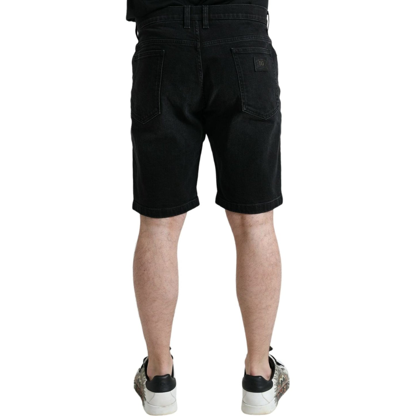 Dolce & Gabbana Black Cotton Stretch Bermuda Denim Shorts Dolce & Gabbana