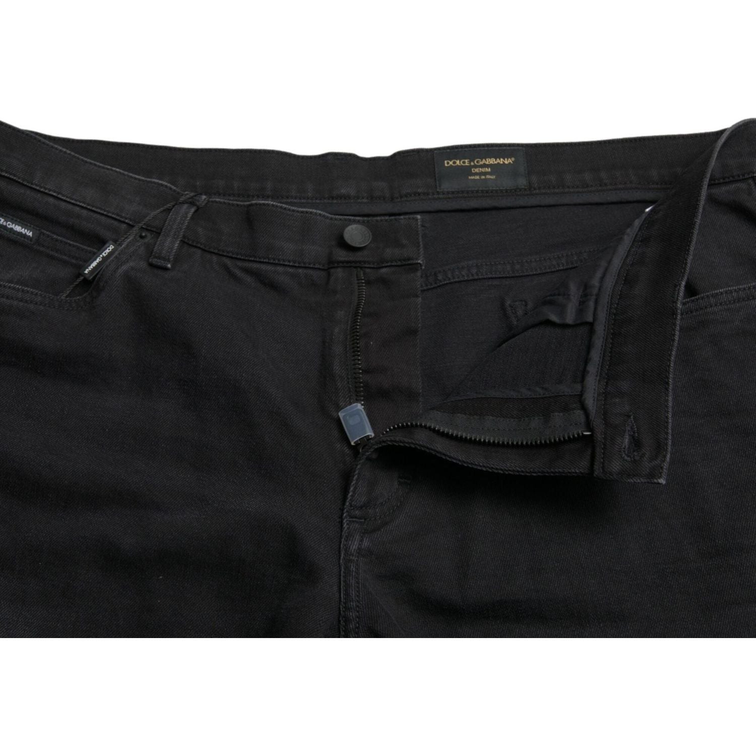 Dolce & Gabbana Black Cotton Stretch Bermuda Denim Shorts
