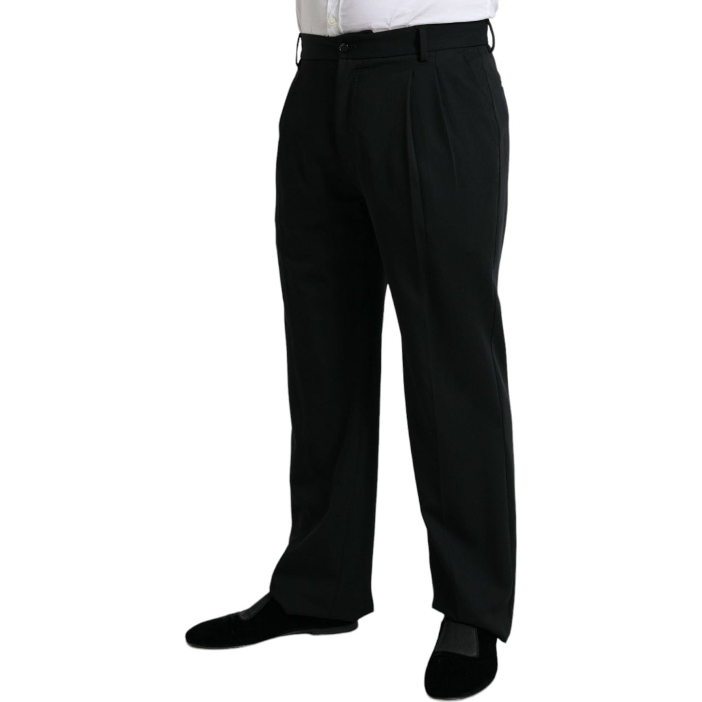 Dolce & Gabbana Black Wool Formal Straight Fit Dress Pants Dolce & Gabbana