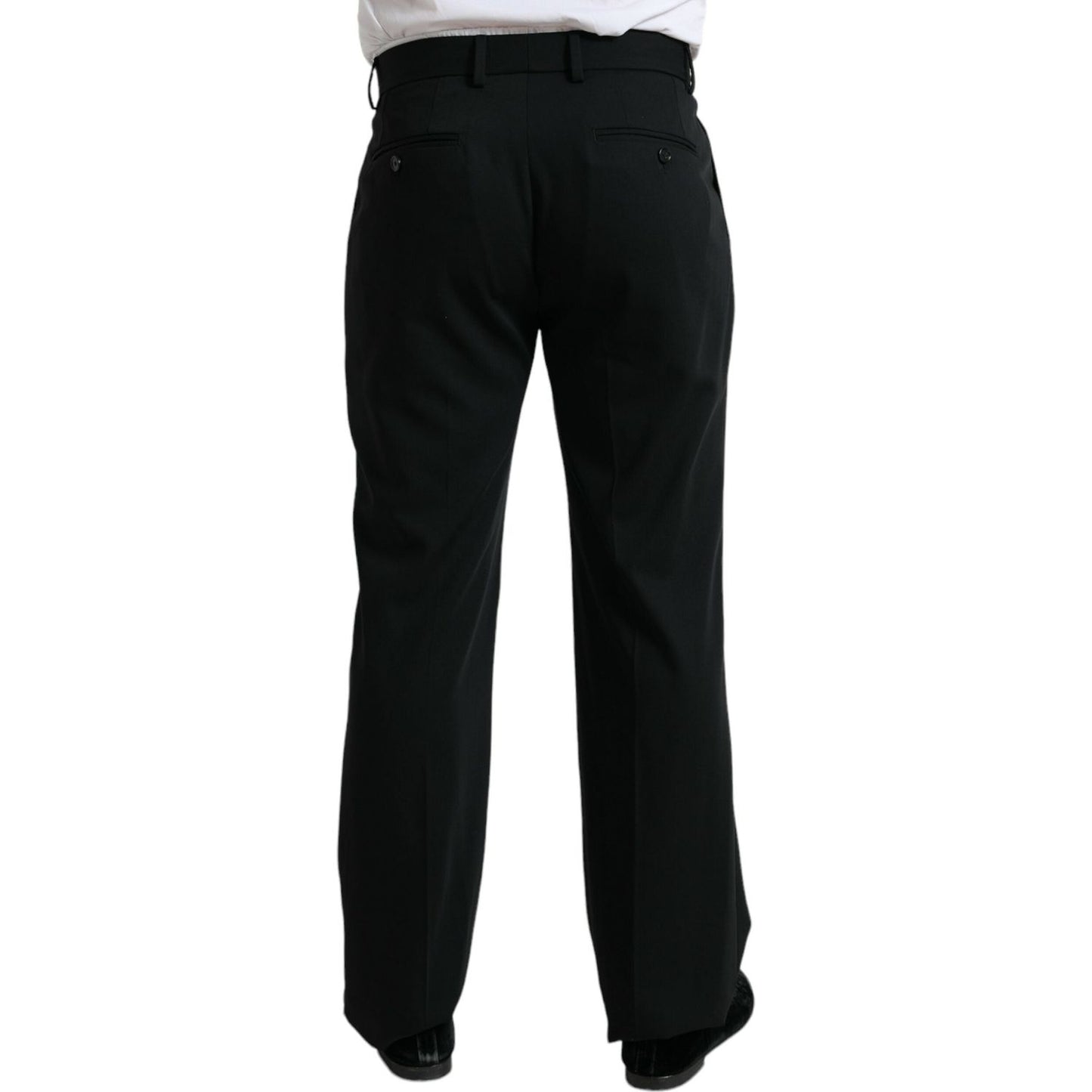 Dolce & Gabbana Black Wool Formal Straight Fit Dress Pants Dolce & Gabbana