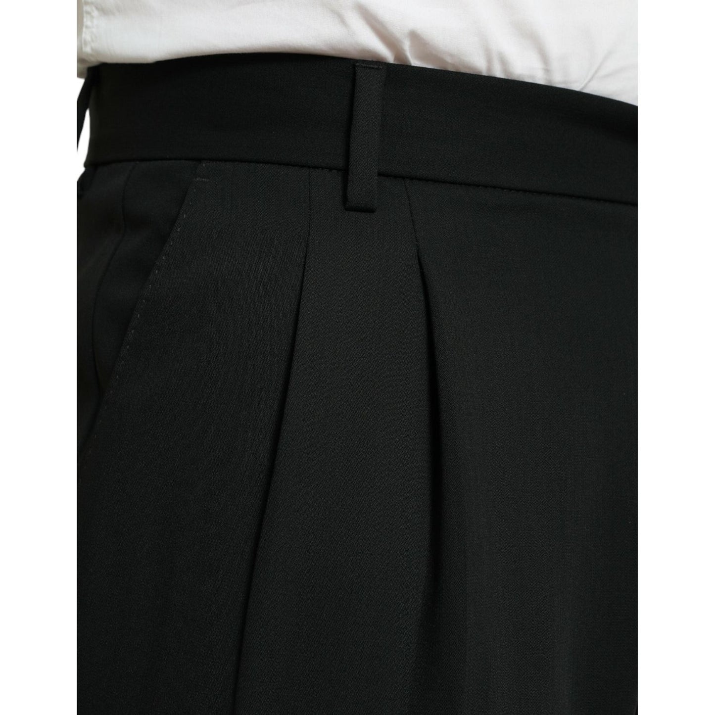 Dolce & Gabbana Black Wool Formal Straight Fit Dress Pants Dolce & Gabbana
