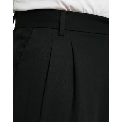 Dolce & Gabbana Black Wool Formal Straight Fit Dress Pants Dolce & Gabbana