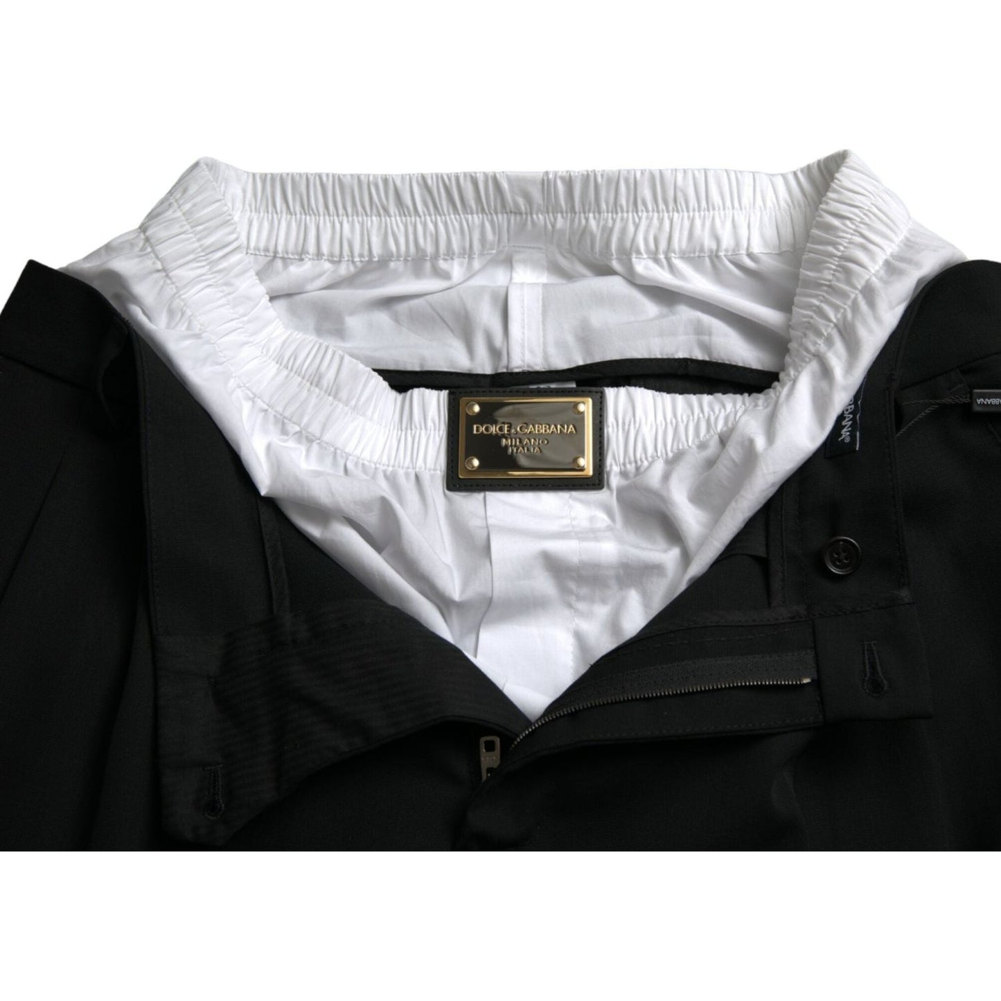 Dolce & Gabbana Black Wool Formal Straight Fit Dress Pants Dolce & Gabbana