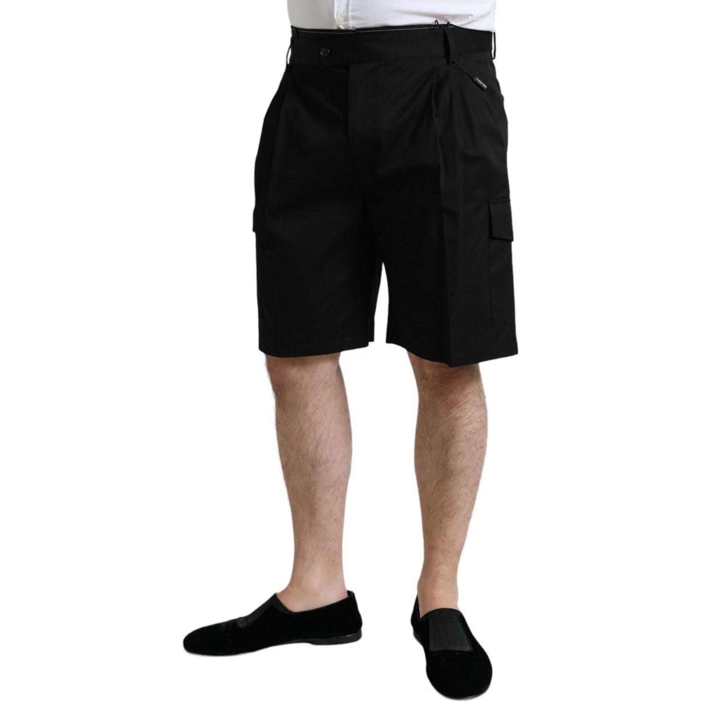 Dolce & Gabbana Black Cotton Stretch Cargo Bermuda Shorts Dolce & Gabbana