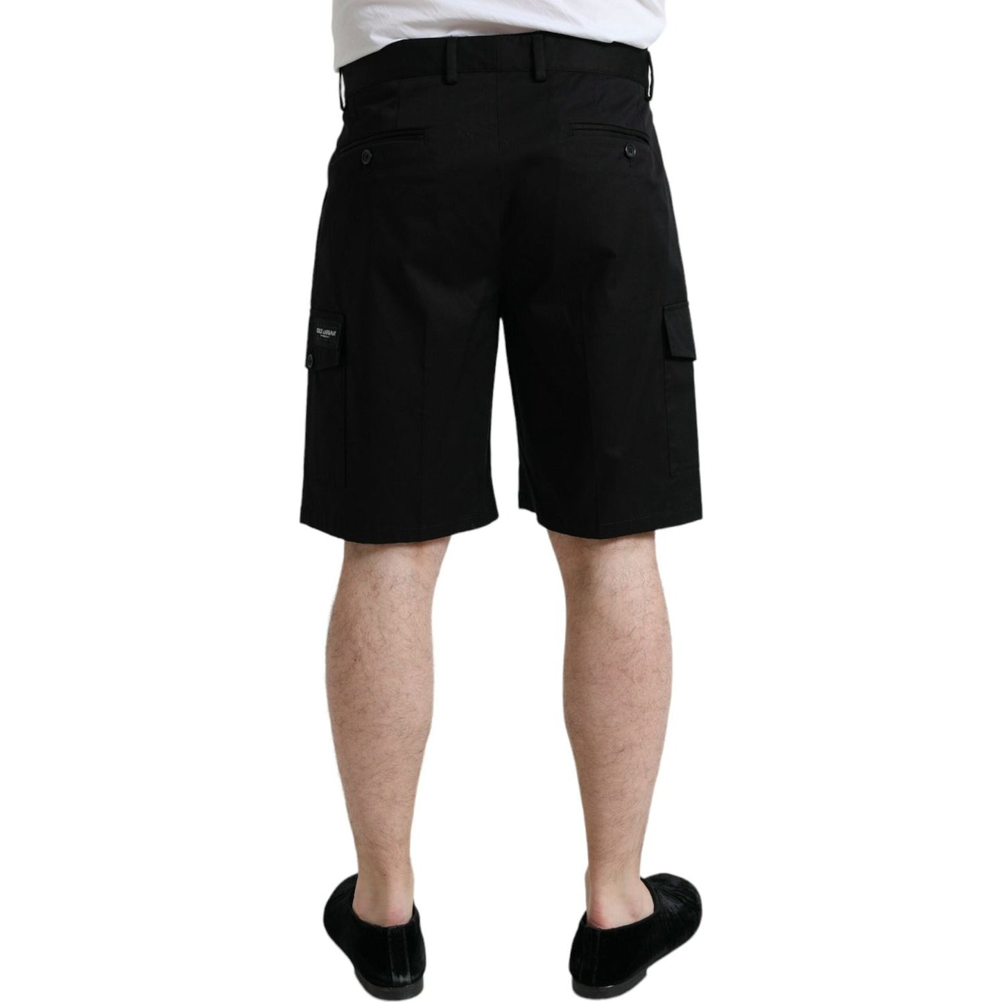 Dolce & Gabbana Black Cotton Stretch Cargo Bermuda Shorts Dolce & Gabbana