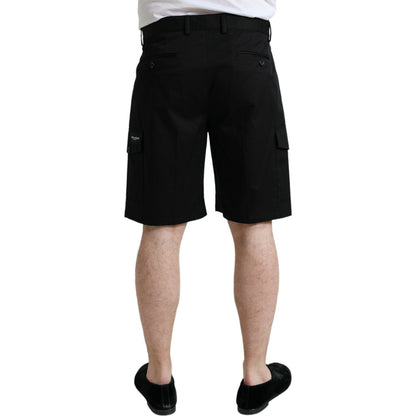Dolce & Gabbana Black Cotton Stretch Cargo Bermuda Shorts Dolce & Gabbana