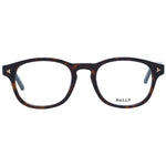 Bally Brown Men Glasses Frame, full-rim square style with brown plastic frame and demo lenses, size 50-20-145, includes branded case.
