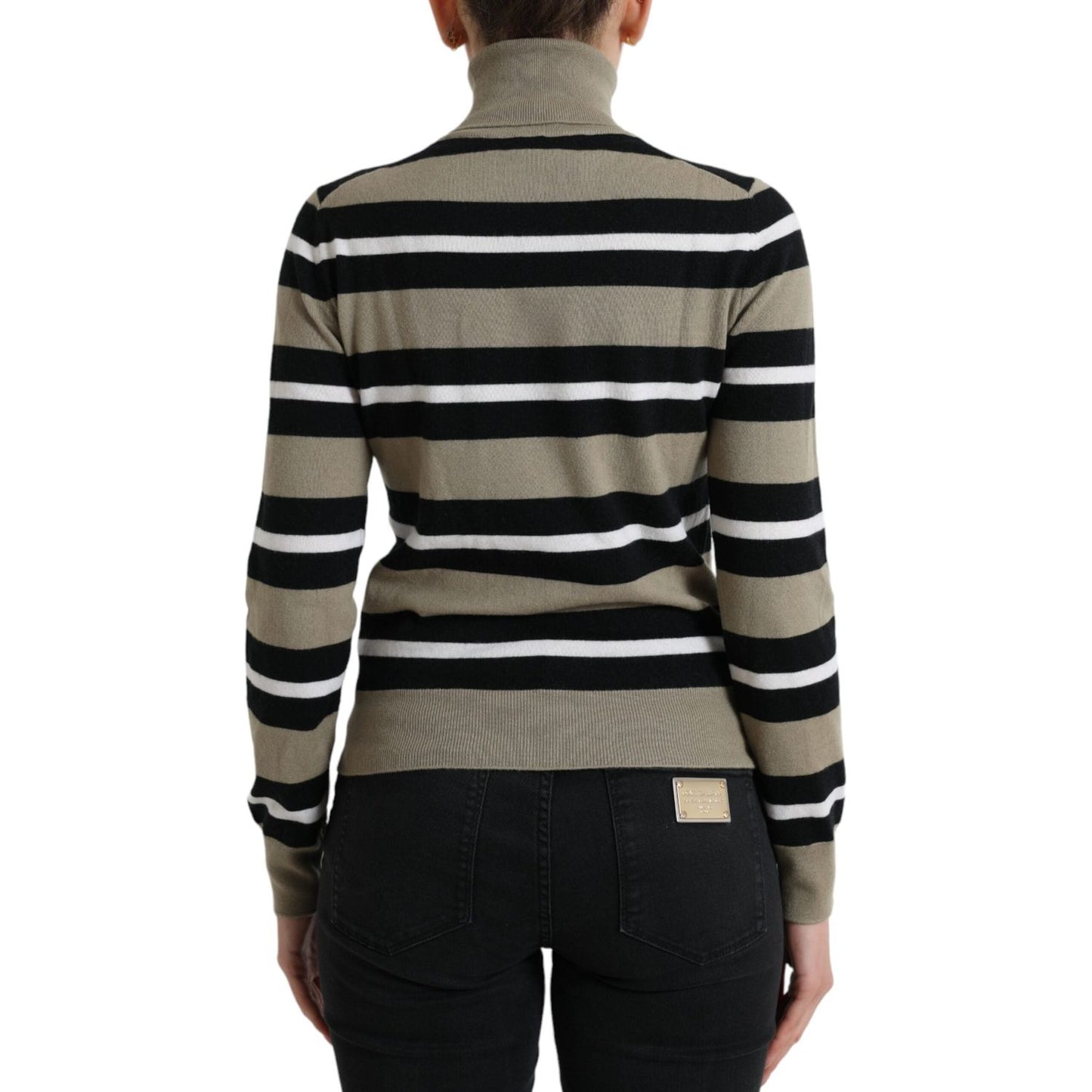 Dolce & Gabbana Multicolor Stripes Logo Turtle Neck Pullover Sweater