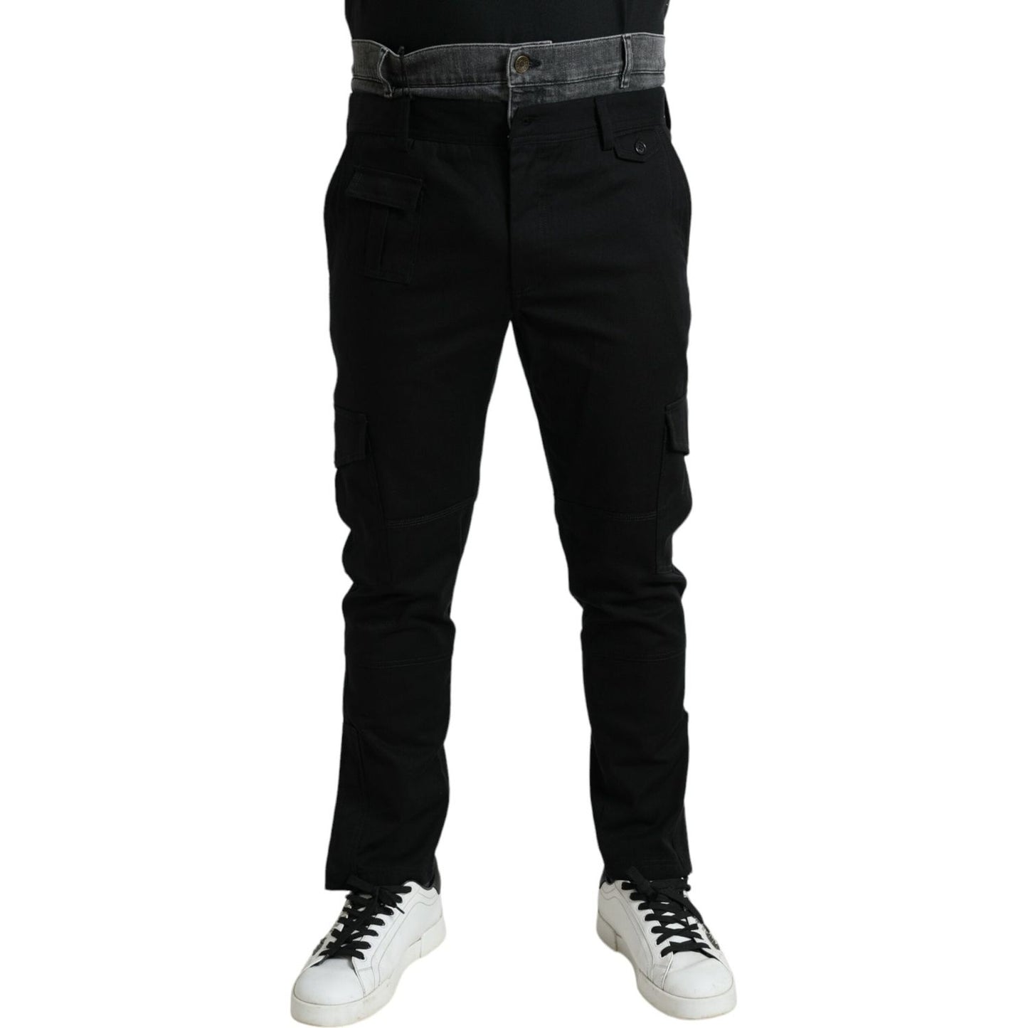Dolce & Gabbana Black Gray Slim Cotton Denim Jeans Pants Dolce & Gabbana