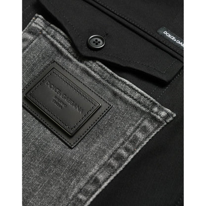 Dolce & Gabbana Black Gray Slim Cotton Denim Jeans Pants Dolce & Gabbana