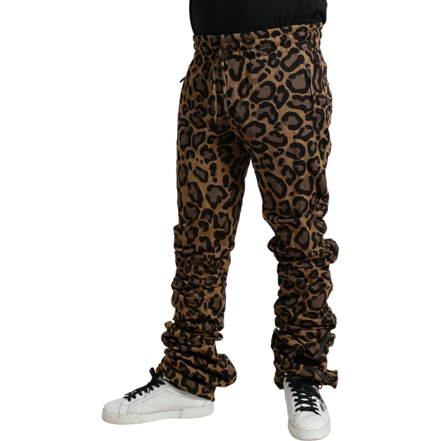 Dolce & Gabbana Brown Leopard Jacquard Jogger Pants Dolce & Gabbana