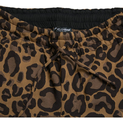 Dolce & Gabbana Brown Leopard Jacquard Jogger Pants Dolce & Gabbana