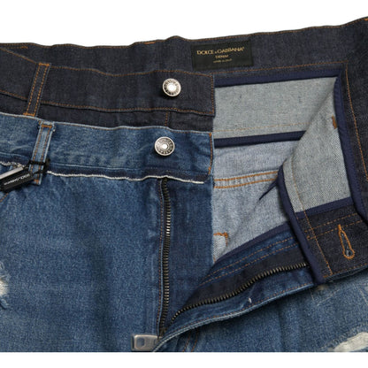 Dolce & Gabbana Blue Tattered Cotton Men Denim Jeans