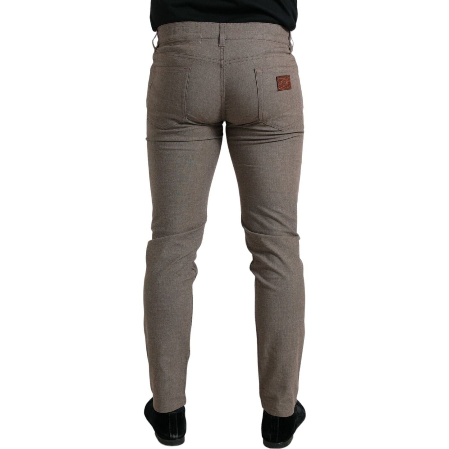 Dolce & Gabbana Brown Cotton Stretch Skinny Men Pants Dolce & Gabbana