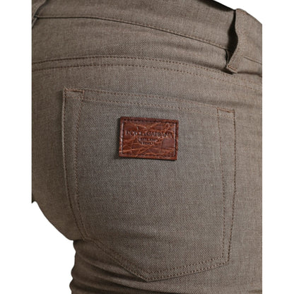 Dolce & Gabbana Brown Cotton Stretch Skinny Men Pants Dolce & Gabbana