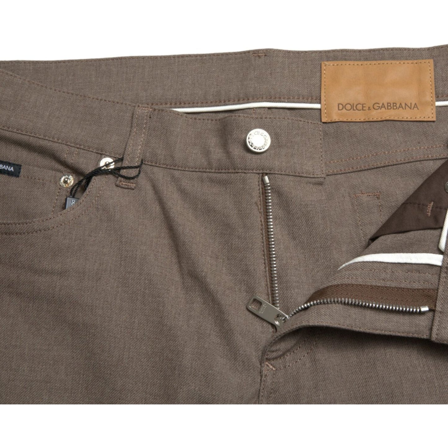 Dolce & Gabbana Brown Cotton Stretch Skinny Men Pants Dolce & Gabbana