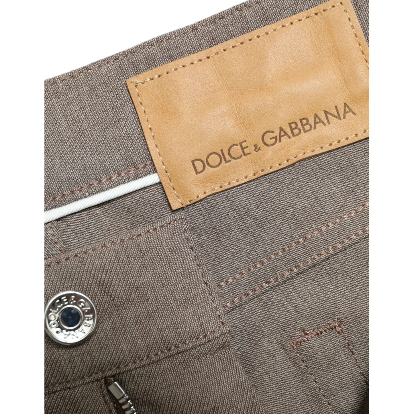 Dolce & Gabbana Brown Cotton Stretch Skinny Men Pants Dolce & Gabbana