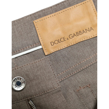 Dolce & Gabbana Brown Cotton Stretch Skinny Men Pants Dolce & Gabbana