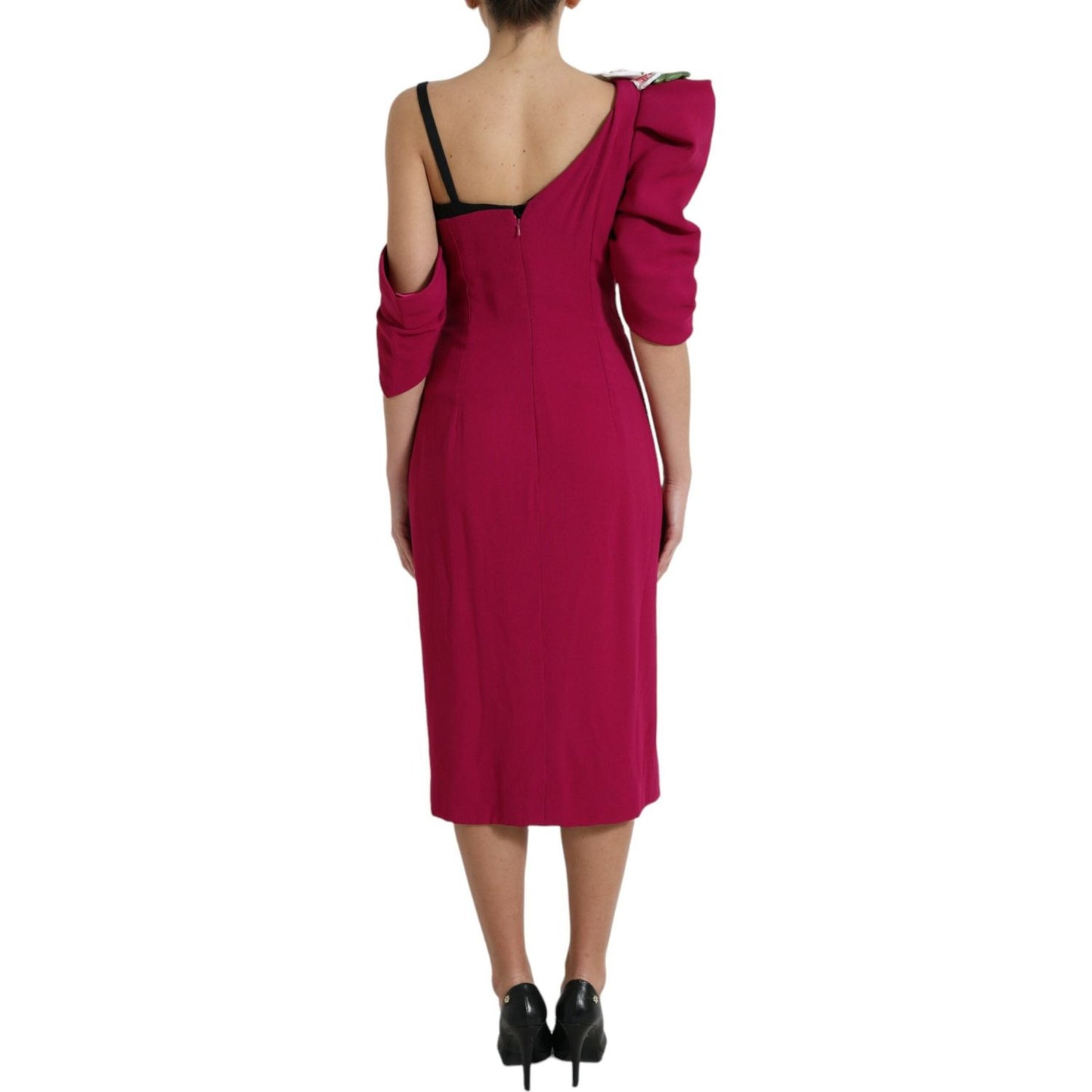 Dolce & Gabbana Purple Flower Embellished One Shoulder Dress DR281008-42