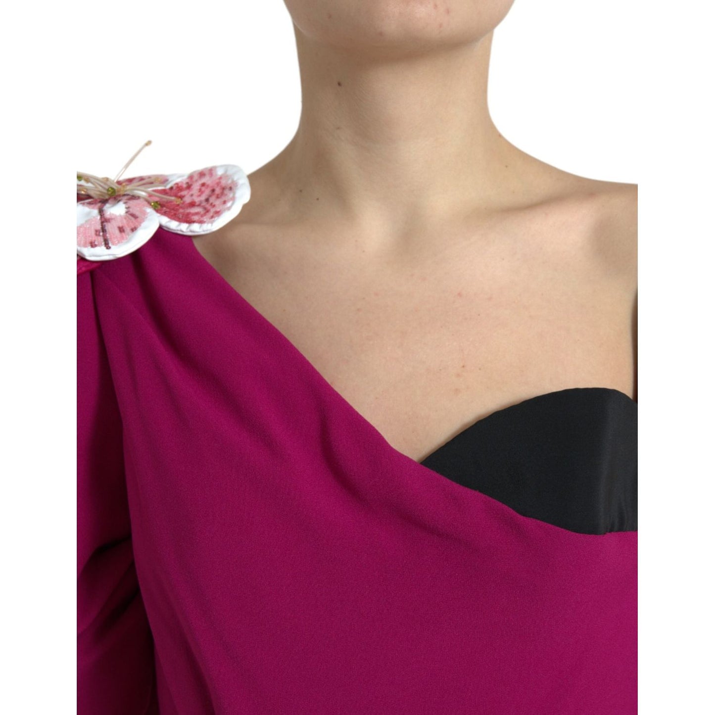 Dolce & Gabbana Purple Flower Embellished One Shoulder Dress DR281008-42