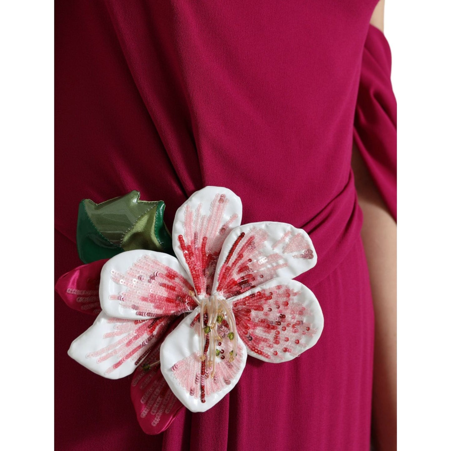 Dolce & Gabbana Purple Flower Embellished One Shoulder Dress DR281008-42