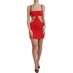 Dolce & Gabbana Red Cutout Nylon Sheath Sleeveless Mini Dress DR281030-40