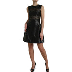 Valentino Shiny Black Nylon Cut Out A-line Mini Dress DR281041-40