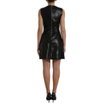 Valentino Shiny Black Nylon Cut Out A-line Mini Dress DR281041-40