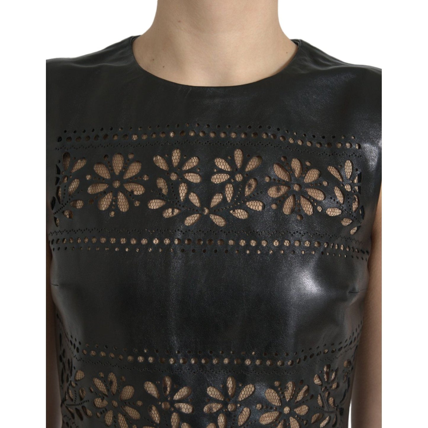 Valentino Shiny Black Nylon Cut Out A-line Mini Dress DR281041-40