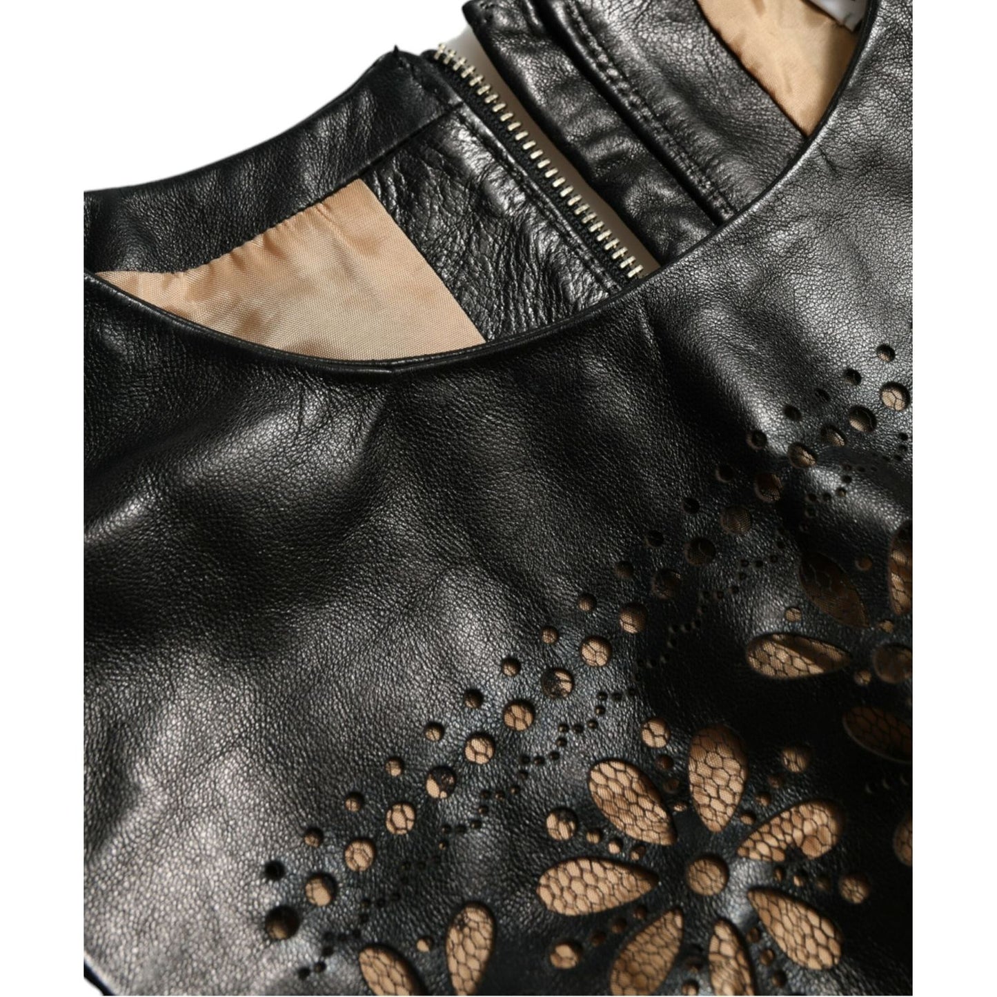 Valentino Shiny Black Nylon Cut Out A-line Mini Dress DR281041-40